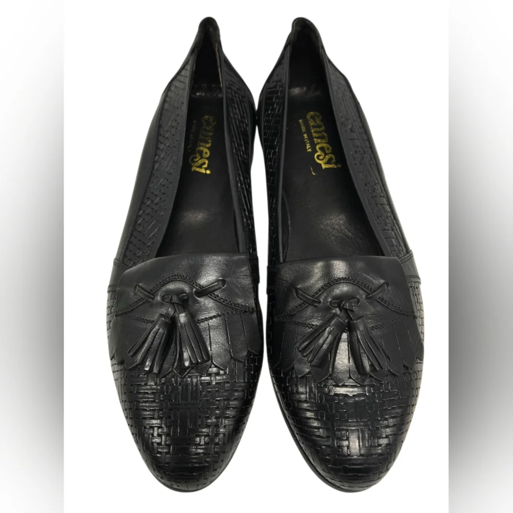 NEW Ennesi Italy Black Leather‎ Loafers  SZ 8.5
